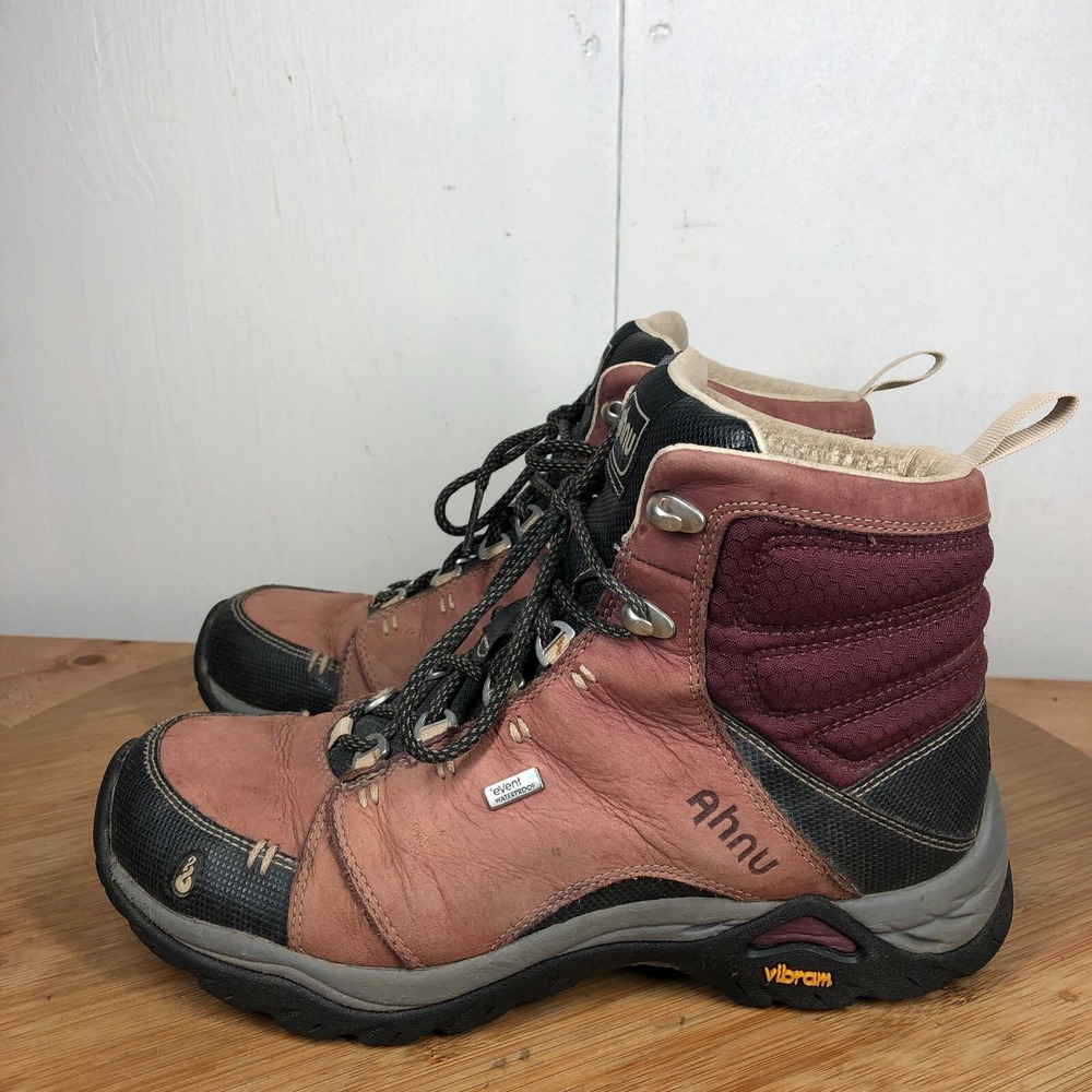 Ahnu Montara Womens size 6.5 Shoes Red leather Hiking Waterproof Trail boots